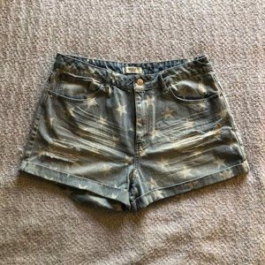 Forever 21 Distressed Denim Shorts w/ Star Print